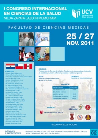 Afiche congreso internacional en ciencias de la salud ucv trujillo