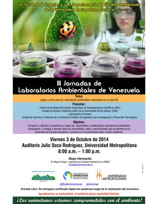 Afiche-Programa III Jornada Laboratorios Ambientales de Venezuela (UNIMET)