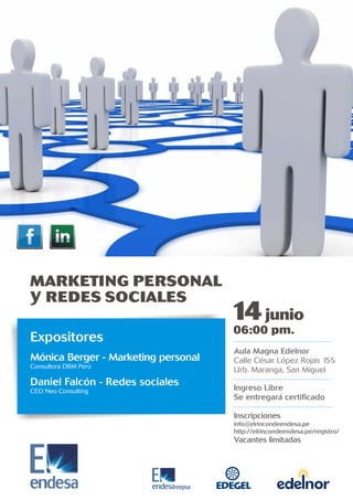 Afiche marketing personal y redes sociales