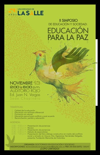 II SIMPOSIO DE EDUCACIÓN Y SOCIEDAD: EDUCACIÓN PARA LA PAZ