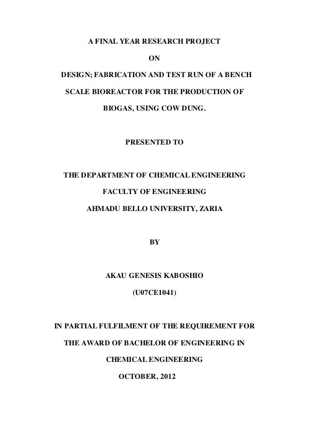 a final year research project part 1 cover page