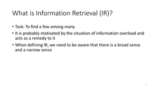 Information Retrieval Fundamentals - An introduction | PDF