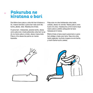 22 Pakuruba ne
kĩratana o bari
Dai ẽbẽra bara pakuru zoka kiki bari kĩratana o
ita, maune bemata o pana bari neta pichi tẽu
barita, jãbata, deta. Maudaucha kĩrata.
O pana bari, niduwuruta, jeweda barita, akusa
zarra pakuruta o bada jaibanaba zoka bari iyi jai
do nu mune pakuru omata, akusa mojoumata.
Pakuru kĩra akusa bia paima ze marea
kiparaba.
Pakuruba ne oika bidokerata zoka bada,
zoibata, akusa ne zarrata. Naura pakuru sora
kuara chu bea, maudaucha yi kõ bi baria doya
naura pakuru jedeko pãriguade tui bara
ñabasea jõ ẽ marea.
Ẽbẽra kĩrata oi buru ewari juesomane o pana
bari pikãga o buta zare bera. Nau oira zoka
bada zagarata, kuchota mogara ne era barita,
yi tachi barita kucho zaketa.
 