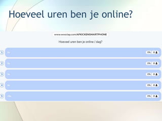 Hoeveel uren ben je online?
 