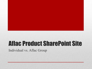 Aflac Product SharePoint Site
Individual vs. Aflac Group
 