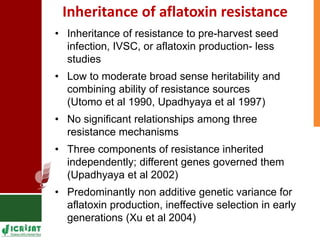 Genetic enhancement of groundnut for resistance to aflatoxin contamination