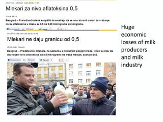 Huge
economic
losses of milk
producers
and milk
industry
 