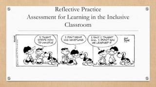 Reflective Practice
Assessment for Learning in the Inclusive
Classroom
 