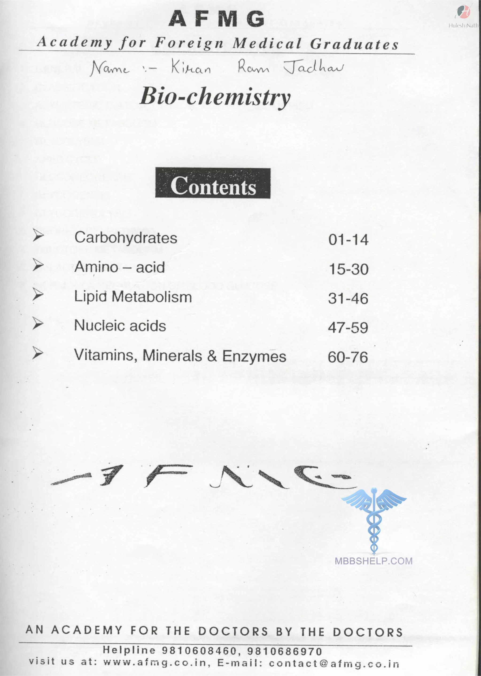 Biochemistry AFMG Notes | PDF | Mental Health | Diseases and Conditions
