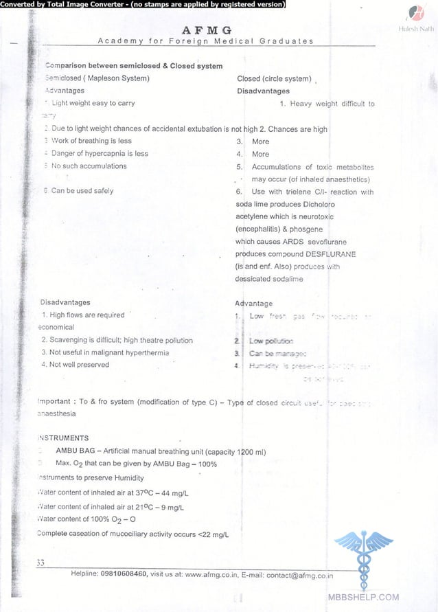 General anaesthesia AFMG Notes | PDF