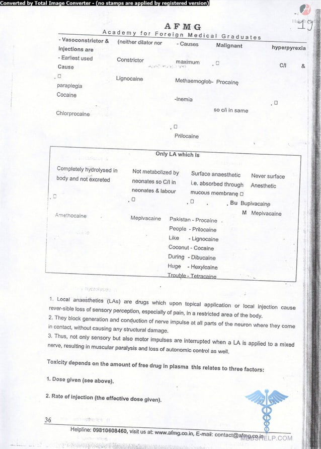 General anaesthesia AFMG Notes | PDF