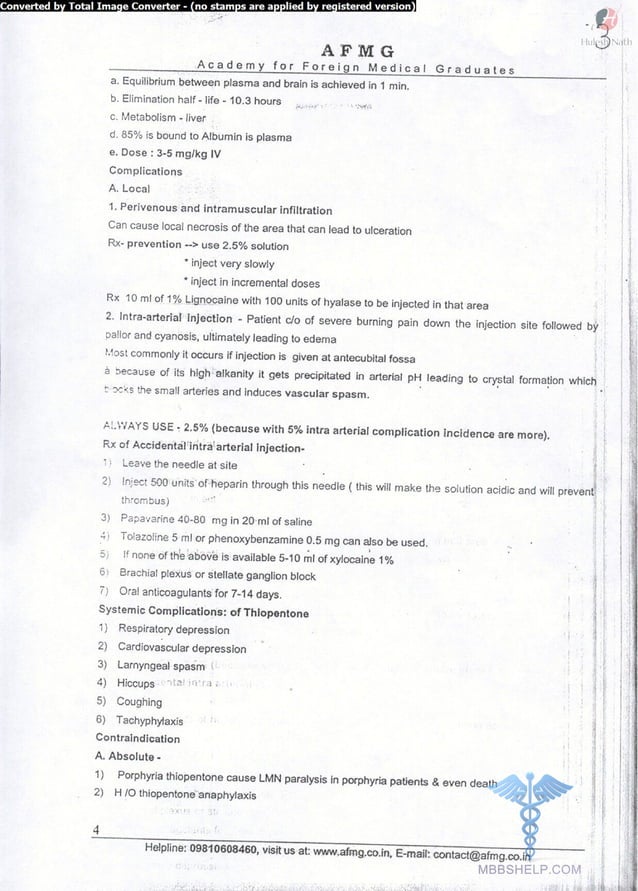 General anaesthesia AFMG Notes | PDF