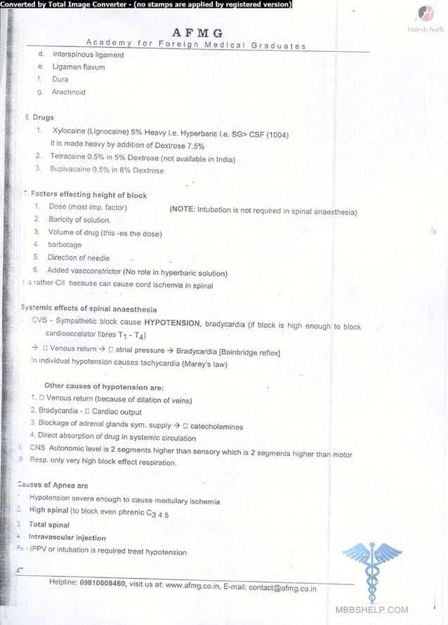 General anaesthesia AFMG Notes | PDF