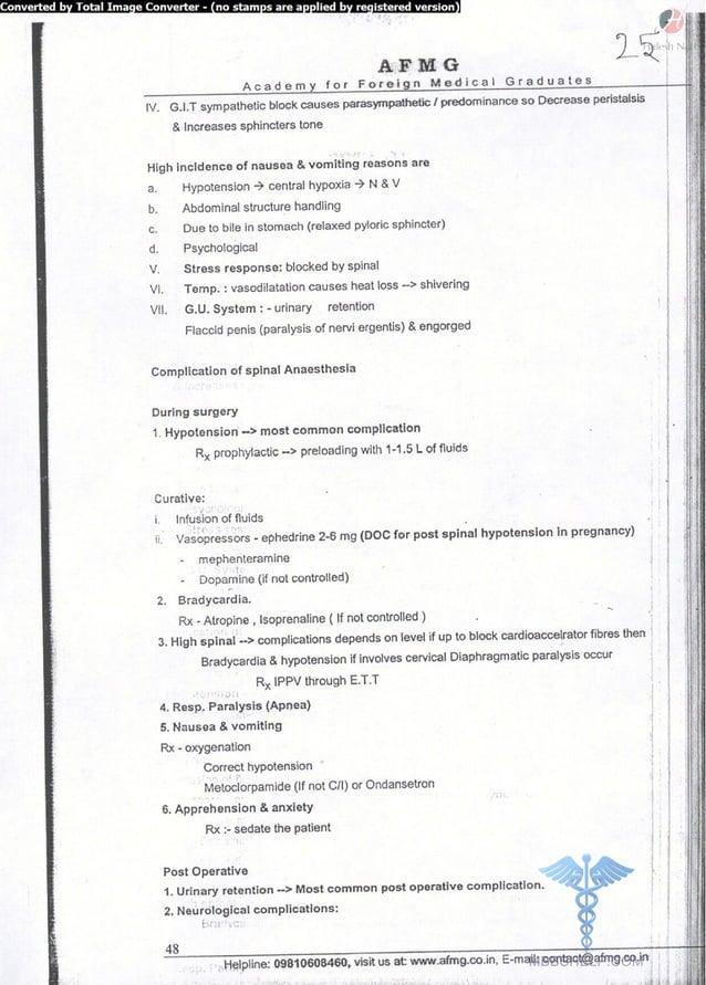 General anaesthesia AFMG Notes | PDF