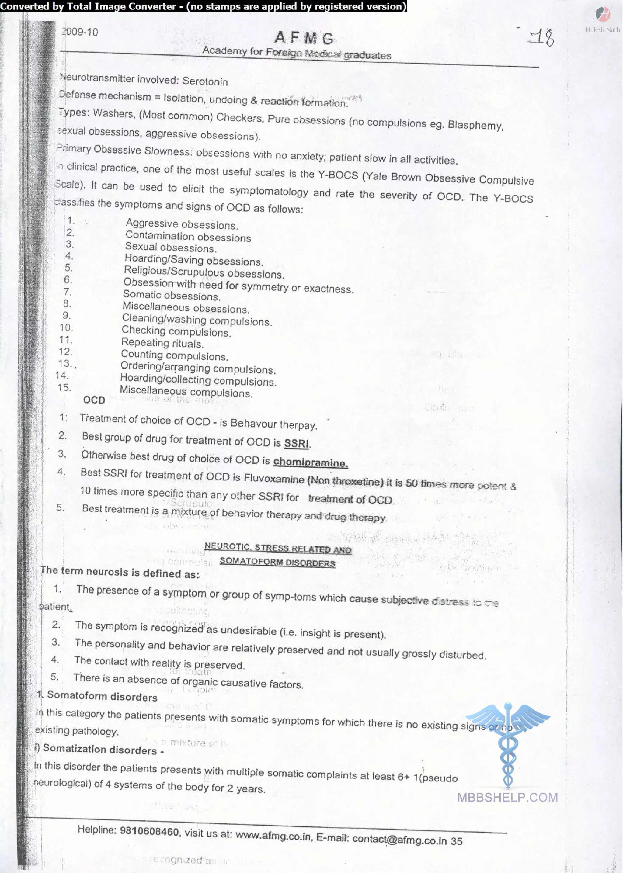 Psychiatrist AFMG Notes | PDF