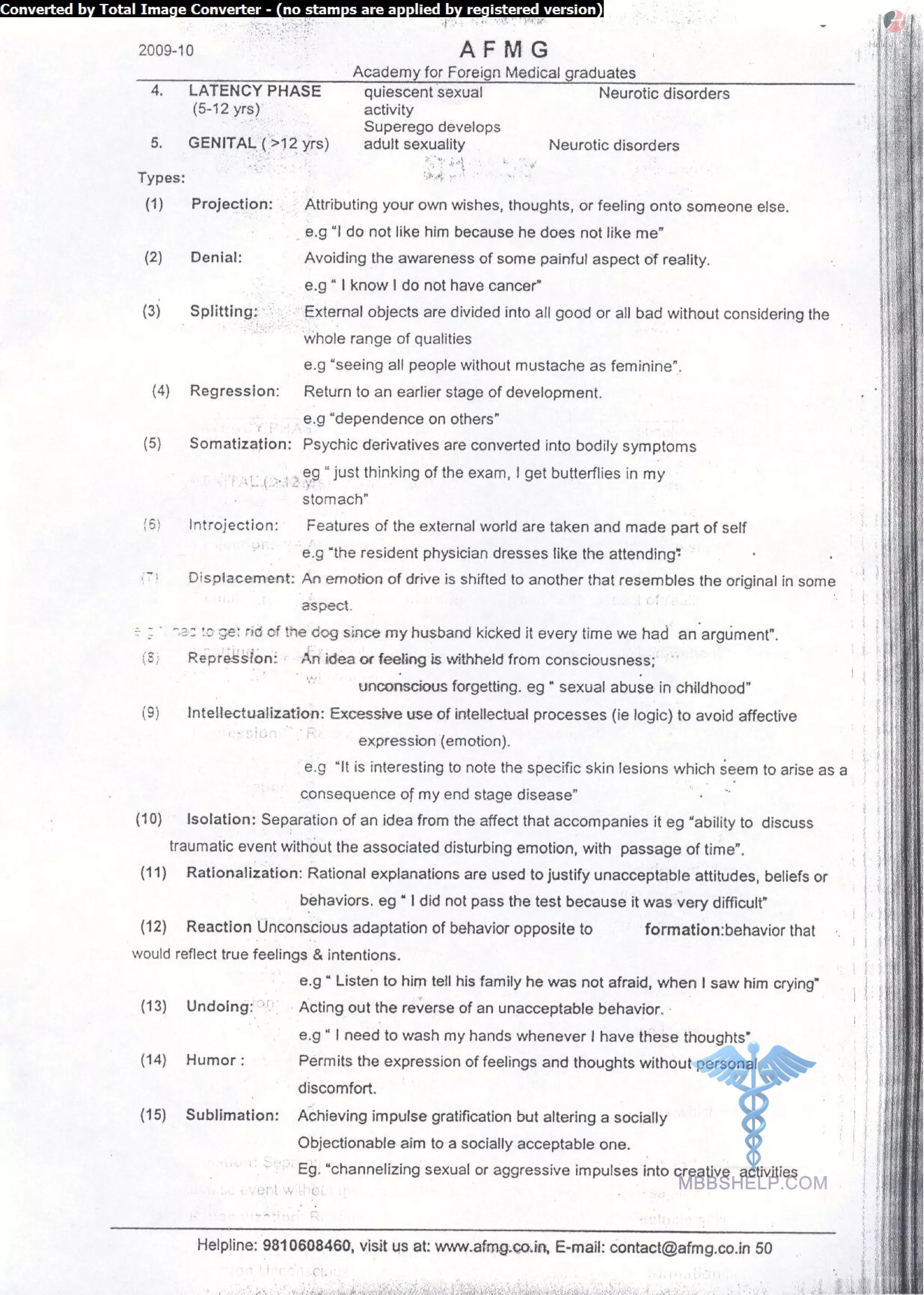 Psychiatrist AFMG Notes | PDF
