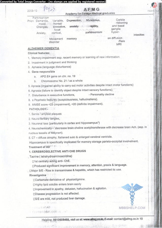 Psychiatry AFMG Notes | PDF