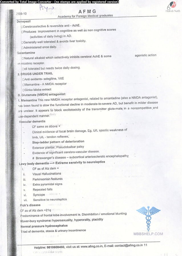 Psychiatry AFMG Notes | PDF