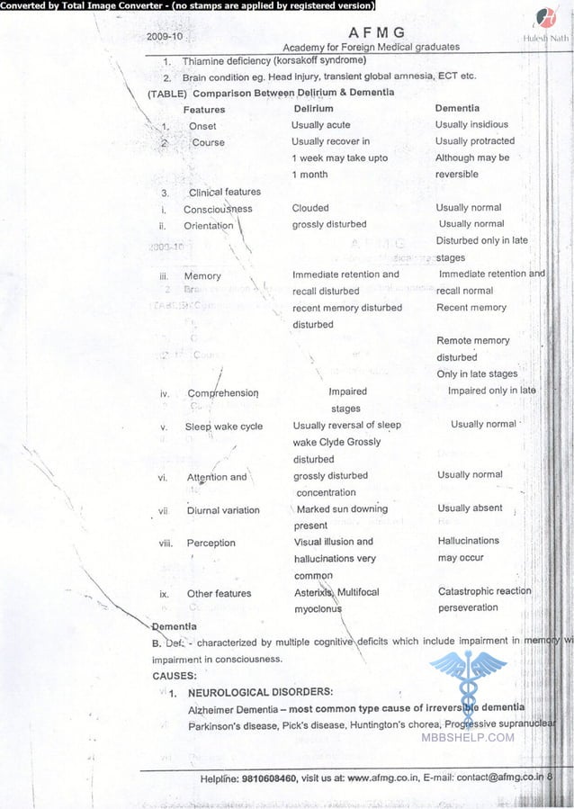 Psychiatry AFMG Notes | PDF