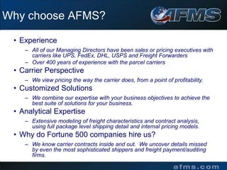 Why choose AFMS?Experience