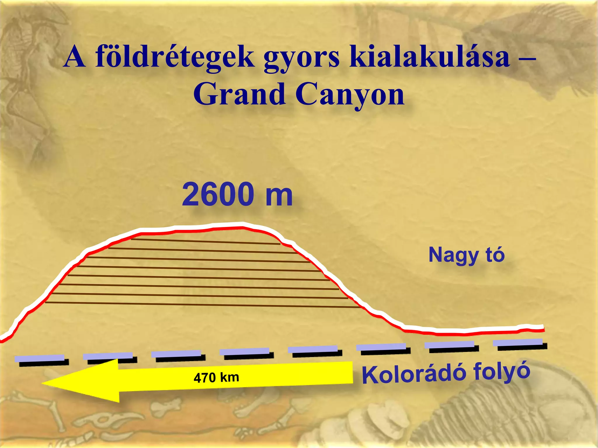 A földrétegek gyors kialakulása – Grand Canyon2600 mNagy tó470 kmKolorádó folyó