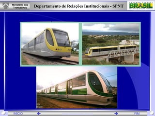 Ministério dos
 Transportes     Departamento de Relações Institucionais - SPNT




 INÍCIO                       www.transportes.gov.br            FIM
 
