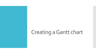 Creating aGantt chart
 