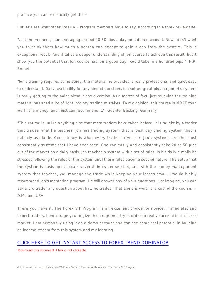 Forex system that really works