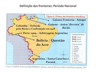 Definição das fronteiras: Período Nacional
 