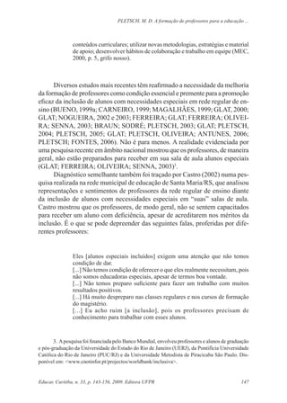 PLETSCH, M. D. A formação de professores para a educação ...
Educar, Curitiba, n. 33, p. 143-156, 2009. Editora UFPR 147
c...