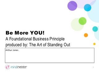 Be More YOU!
A Foundational Business Principle
produced by: The Art of Standing Out
Arthur Jones
1
 