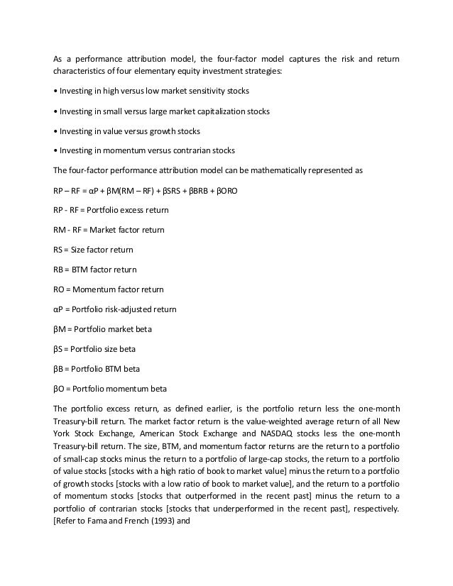 A Four Factor Performance Attribution Analysis Model For Equity Portf