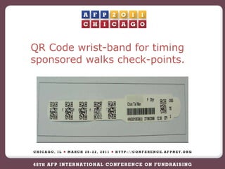 QR Code wrist-band for timing sponsored walks check-points. 