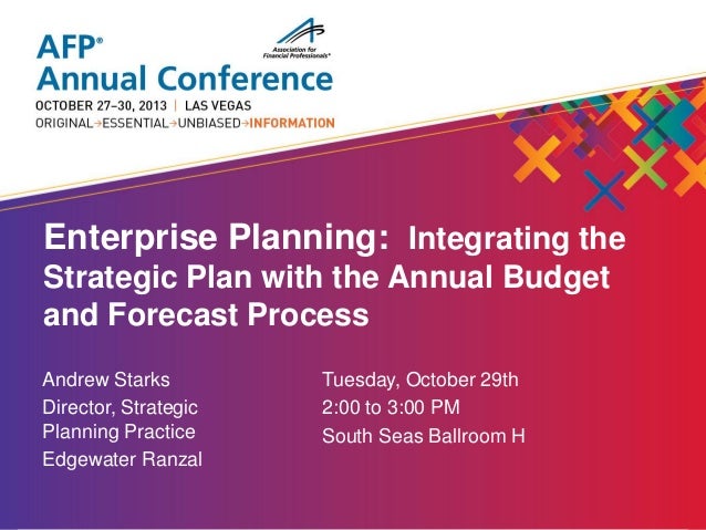 enterprise planning integrating the strategic plan with the annual b