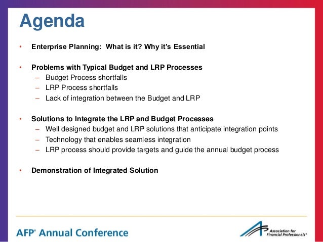 enterprise planning integrating the strategic plan with the annual b