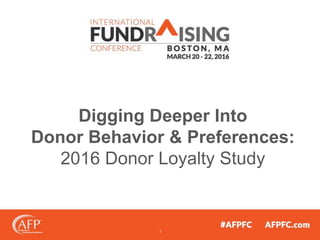 Digging Deeper Into
Donor Behavior & Preferences:
2016 Donor Loyalty Study
1
 