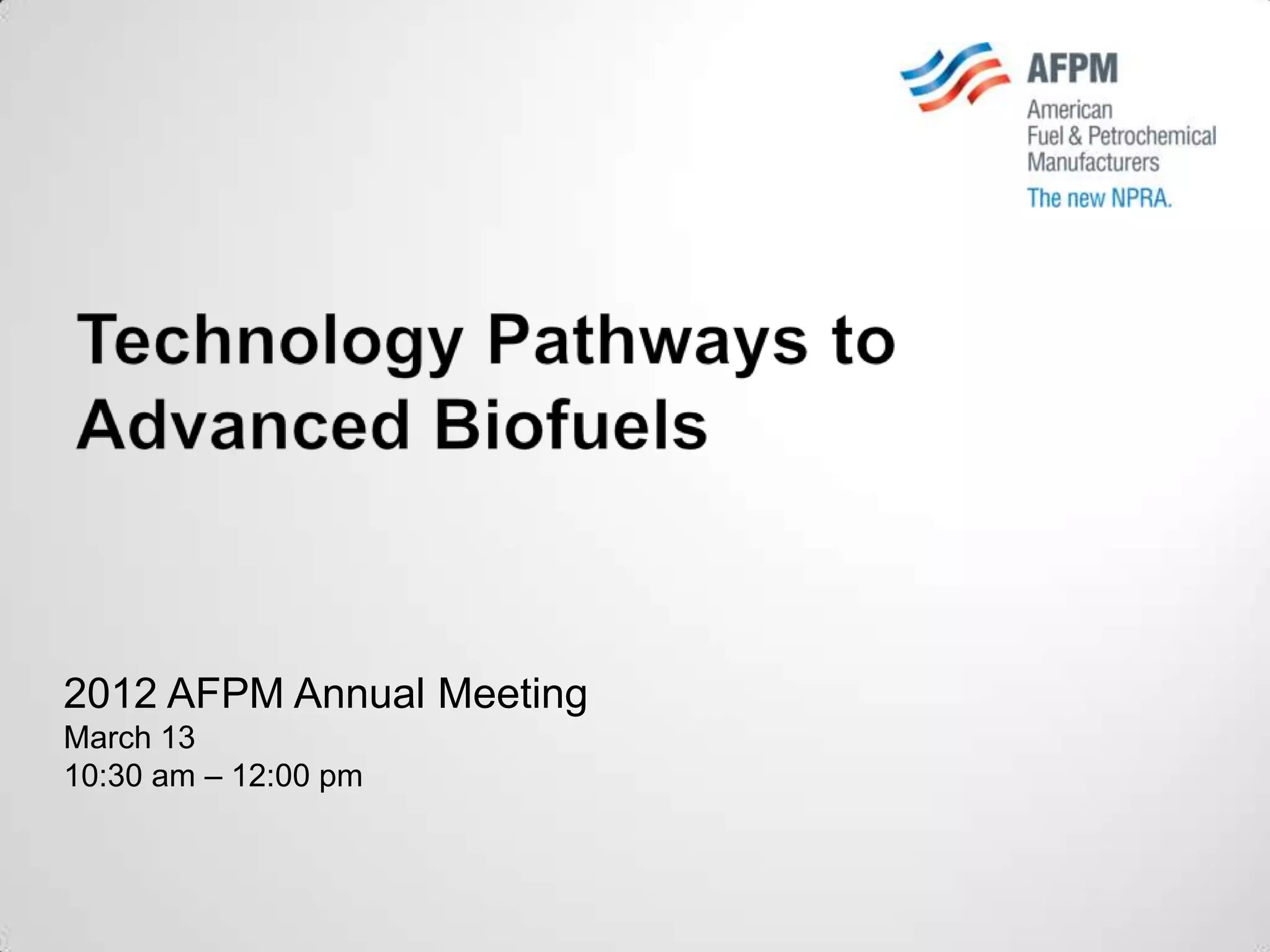 CRI Excerpt from American Fuel and Petrochemical Manufacturer’s Panel