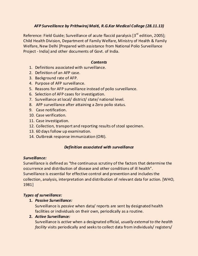Afp Surveillance For Undergraduates