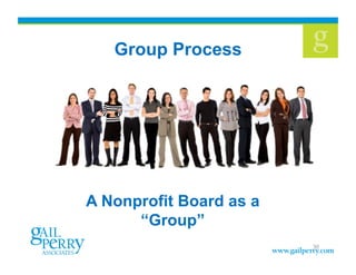Group Process	
  
30
A Nonprofit Board as a
“Group”
 