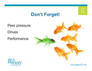 Don’t Forget! 	
  
Peer pressure
Drives
Performance
32
 