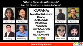 “Personalising Business”
Kiwiana Training.
“When in rome do as romans do”
 