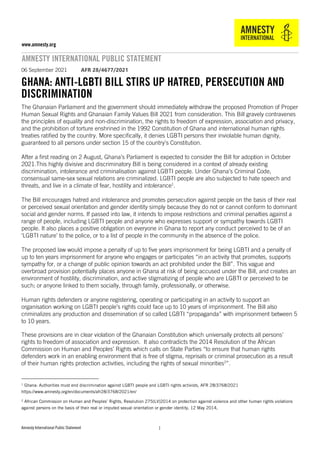 Amnesty International Public Statement
www.amnesty.org
AMNESTY INTERNATIONAL PUBLIC STATEMENT
1
1
06 September 2021 AFR 28...