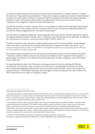 Amnesty International Public Statement
www.amnesty.org
2
The Bill encourages deeply harmful practices such as medical inte...