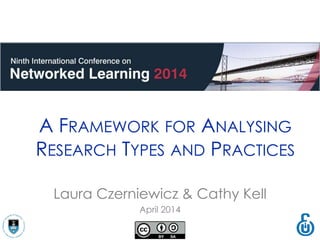 Laura Czerniewicz & Cathy Kell
April 2014
A FRAMEWORK FOR ANALYSING
RESEARCH TYPES AND PRACTICES
 