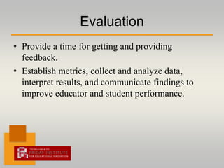 Psychosocial SupportProvide encouragement, visit the classroom, help with curriculum integration. Encourage teachers to try innovative teaching strategies; reward the frequent, purposeful, and effective use of technology for learning.Are adaptable, show contingency plans when things do not go as expected. 