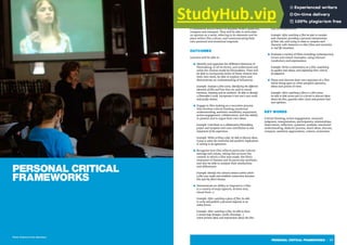 PERSONAL CRITICAL FRAMEWORKS | 17
PERSONAL CRITICAL
FRAMEWORKS
Through film education, learners will develop their
own criteria for critical and creative engagement with
film. Watching, making and sharing, they will develop
a framework within which to analyse, reflect, question,
compare and interpret. They will be able to articulate
an opinion on a work, referring to its elements and its
place within film culture, and communicating their
own personal and emotional response.
OUTCOMES
Learners will be able to:
■ Identify and appraise the different elements of
filmmaking, in all its forms, and understand and
value the choices made by filmmakers. They will
be able to incorporate some of these choices into
their own work, be able to explain them and
demonstrate an understanding of influences.
Example: Analyse a film scene, identifying the different
elements of film and how they are used to convey
emotions, meaning and an aesthetic. Be able to identify
a filmmaker’s style, incorporate it into one’s own work,
and justify choices.
■ Engage in film making as a recursive process
that involves critical thinking, emotional
understanding, aesthetic sensibility, enjoyment,
active engagement, collaboration, and the ability
to present and to argue their own ideas.
Example: Contribute to a collaborative filmmaking
project and recognise one’s own contribution to and
enjoyment of the experience.
Example: While writing a plot, be able to discuss ideas,
trying to value the emotional and aesthetic implications
in coming to an agreement.
■ Recognise how film reflects particular cultural
settings and values, taking into account the
context in which a film was made, the film’s
treatment of themes and its particular aesthetic,
and also be able to analyse their similarities
and differences.
Example: Identify the cultural context within which
a film was made and establish connections between
this and the film’s themes.
■ Demonstrate an ability to respond to a film
in a variety of ways (speech, written text,
visual form...).
Example: After watching a piece of film, be able
to write and publish a personal response in an
online forum.
Example: After watching a film, be able to draw
a visual map (images, words, drawings…)
which present ideas and impressions about the film.
■ Interpret a film, to give an interpretation of its
meaning and establish relationships between
the film with other cultural references and
real life experiences.
Example: After watching a film be able to consider
each character, providing a personal interpretation
of their role, and trying to relate or compare each
character with characters in other films and narratives
or real life situations.
■ Evaluate a variety of films including contemporary,
recent and classic examples, using relevant
vocabulary and expressions.
Example: Write a commentary on a film, examining
its quality and values, and explaining their criteria
of judgment.
■ Share and discuss their own opinions of a film
while being open to other people’s opinions,
ideas and points of view.
Example: After watching a film or a film scene,
be able to take active part in a forum to discuss ideas
about the film, question other views and present their
own opinions.
KEY WORDS
Critical thinking, active engagement, reasoned
judgment, interpretation, participatory, relationships,
observation, reflection, question, analysis, emotional
understanding, dialectic process, share ideas, discuss,
compare, aesthetic appreciation, criteria, evaluation.
Photo: Cinema en Curs, Barcelona
 