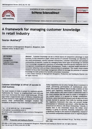 A framework for managing customer knowledge in retail industry