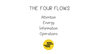 THE FOUR FLOWS
Attention 
Energy 
Information 
Operations
 