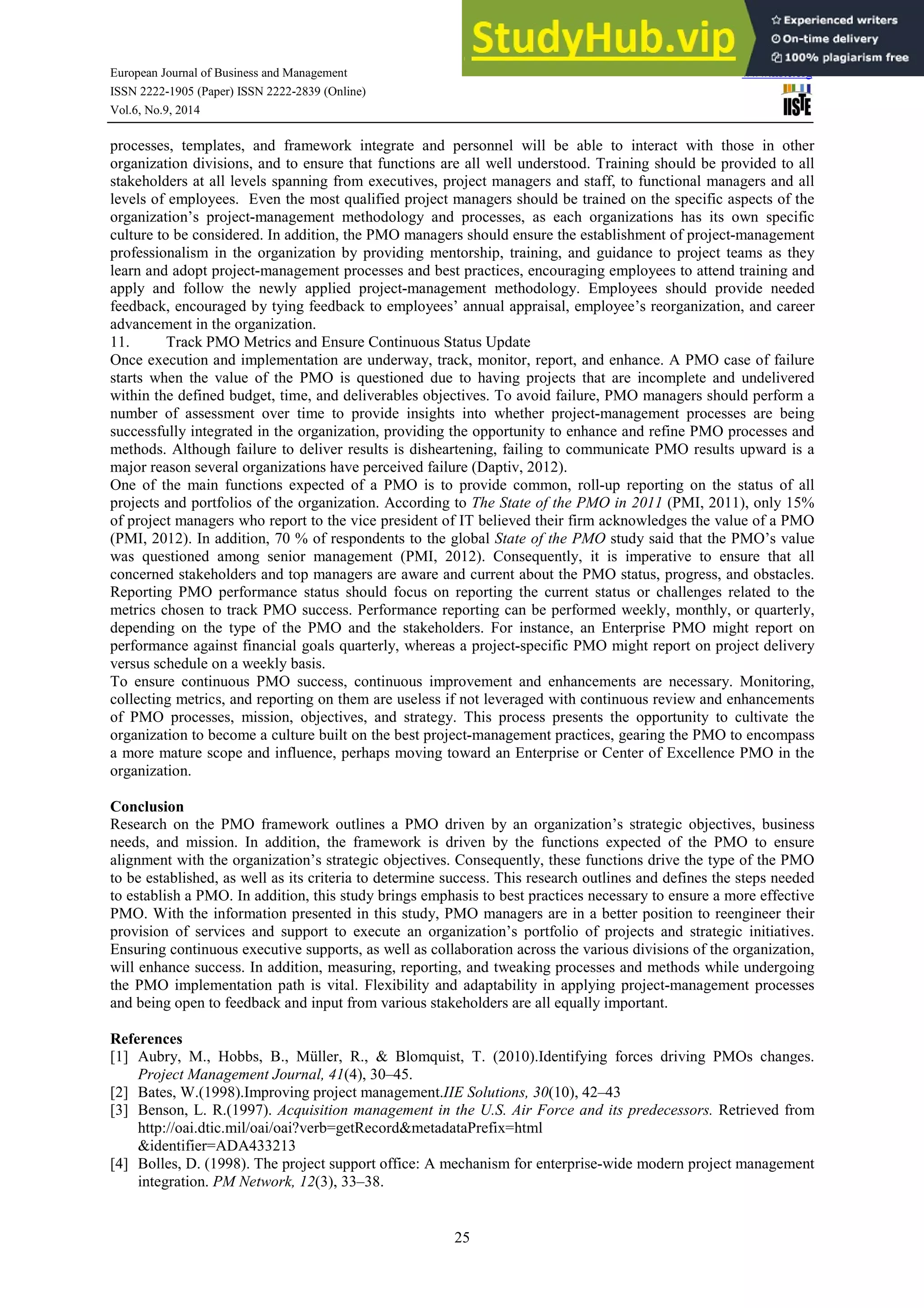 A Framework To Establish A Project Management Office | PDF