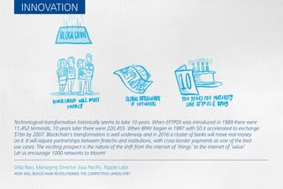 CULTURE
Greg Medcraft, Chairman, ASIC
REGULATING FOR THE FUTURE: INNOVATION, DISRUPTION AND CYBER-RESILIENCE
Culture is a key driver of conduct and purpose. Technology is just an enabler. None of it changes our fundamental
need for regulation. As innovators are more agile, regulators will need to ensure institutions sustain a customer-
focused culture. They have to behave for consumers to have confidence.
 